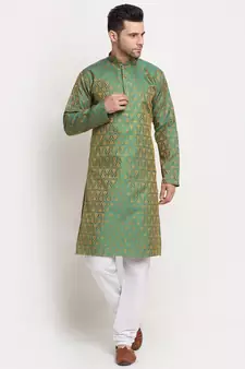 Green Silk Blend Traditional Kurta