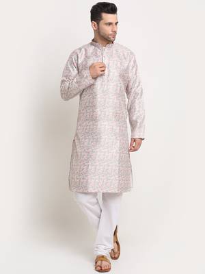 Grey Silk Blend Traditional Kurta For men 1