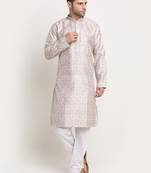 Grey Silk Blend Traditional Kurta For men