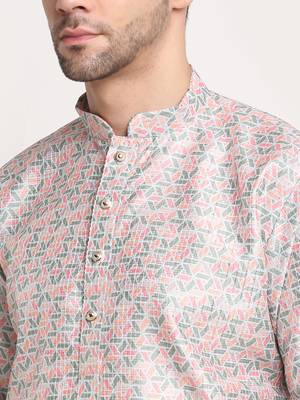 Grey Silk Blend Traditional Kurta For men 2