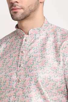Grey Silk Blend Traditional Kurta For men