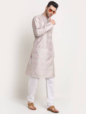 Grey Silk Blend Traditional Kurta For men 3