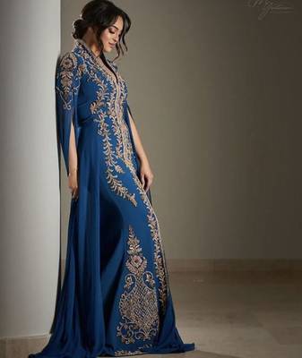 Royal Fashion Wedding Dubai Beaded Kaftan Abaya Party Wear Fish Cut Crystal Fancy Work Caftan Dresses 3