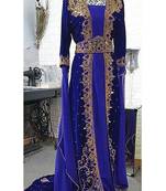 Royal Blue Velvet Zari Work Kaftan for Women