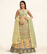 Sweet smile designer lehenga choli set with dupatta-Pista