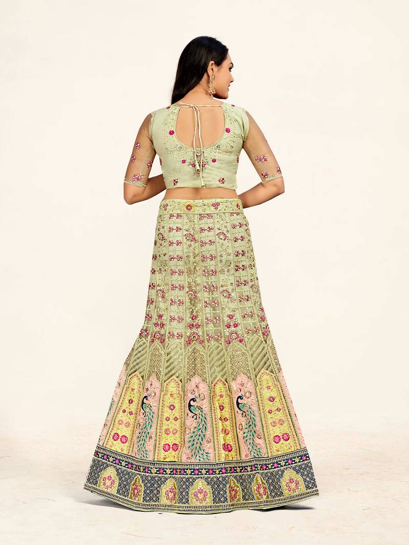 Sweet smile designer lehenga choli set with dupatta-Pista