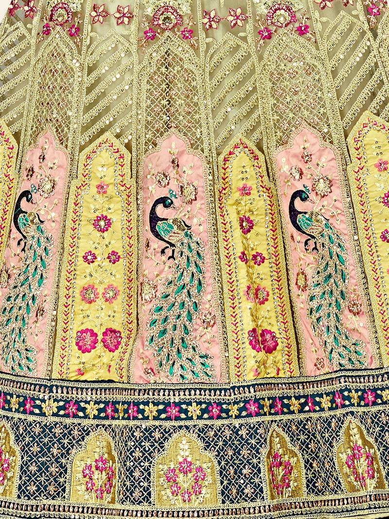 Sweet smile designer lehenga choli set with dupatta-Pista