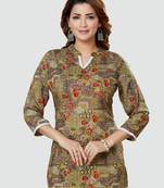 Green printed rayon short-kurtis