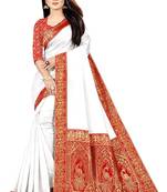 White woven chanderi saree with blouse