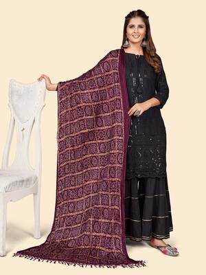 Vbuyz Women'S Art Silk Purple Bandhani Print Dupatta 2