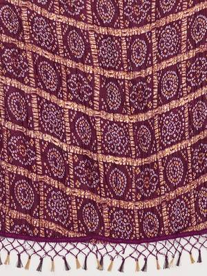 Vbuyz Women'S Art Silk Purple Bandhani Print Dupatta 5