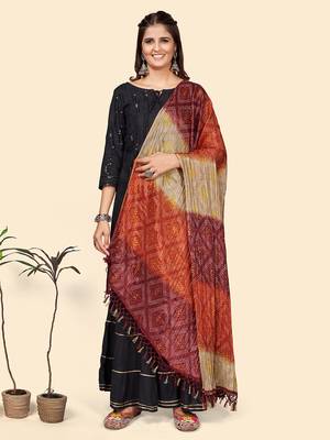 Vbuyz Women'S Art Silk Multicolor Bandhani Print Dupatta 1