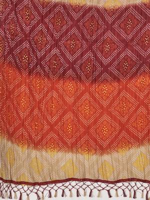 Vbuyz Women'S Art Silk Multicolor Bandhani Print Dupatta 5