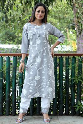 Style Samsara Cotton Blend Embrodery Kurta and Pant set 1