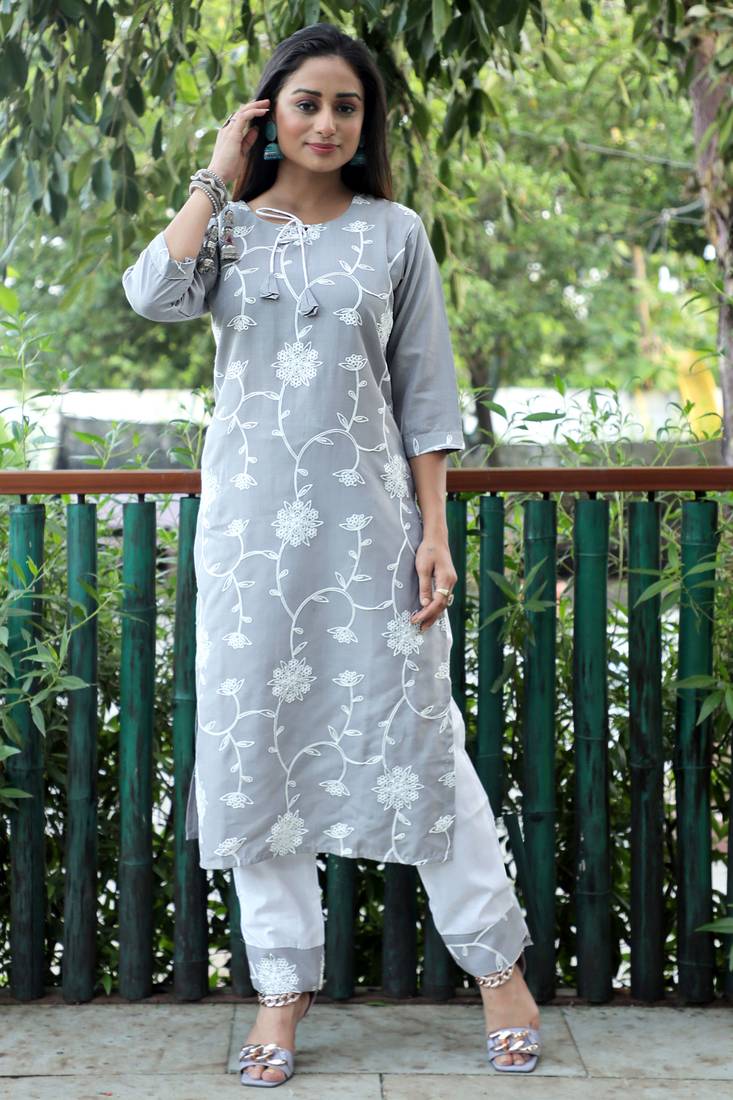 Style Samsara Cotton Blend Embrodery Kurta and Pant set