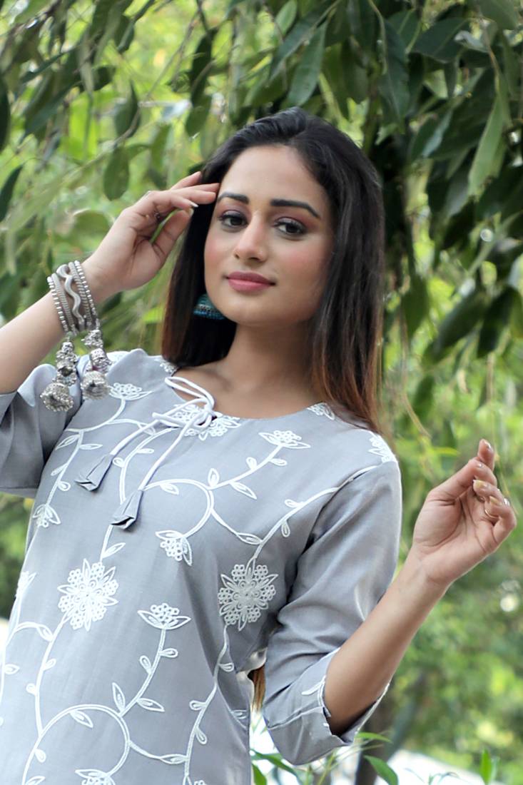 Style Samsara Cotton Blend Embrodery Kurta and Pant set