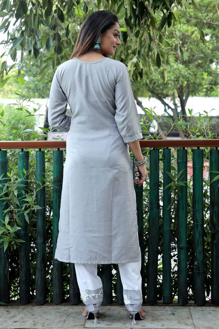 Style Samsara Cotton Blend Embrodery Kurta and Pant set