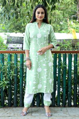 Style Samsara Cotton Blend Embrodery Kurta and Pant set 1