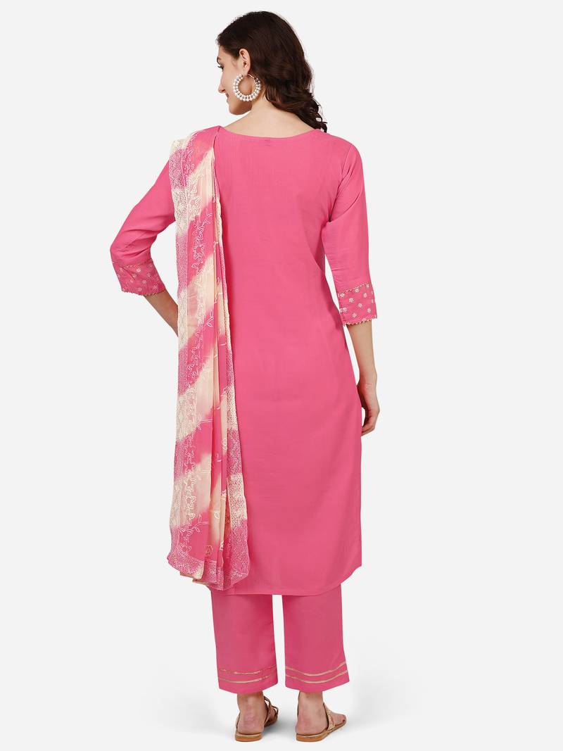 Style Samsara chinon silk Kurta Pant and embroidered Dupatta set