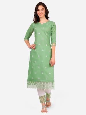 Style Samsara Cotton Blend embroidered Kurta Pant set 1