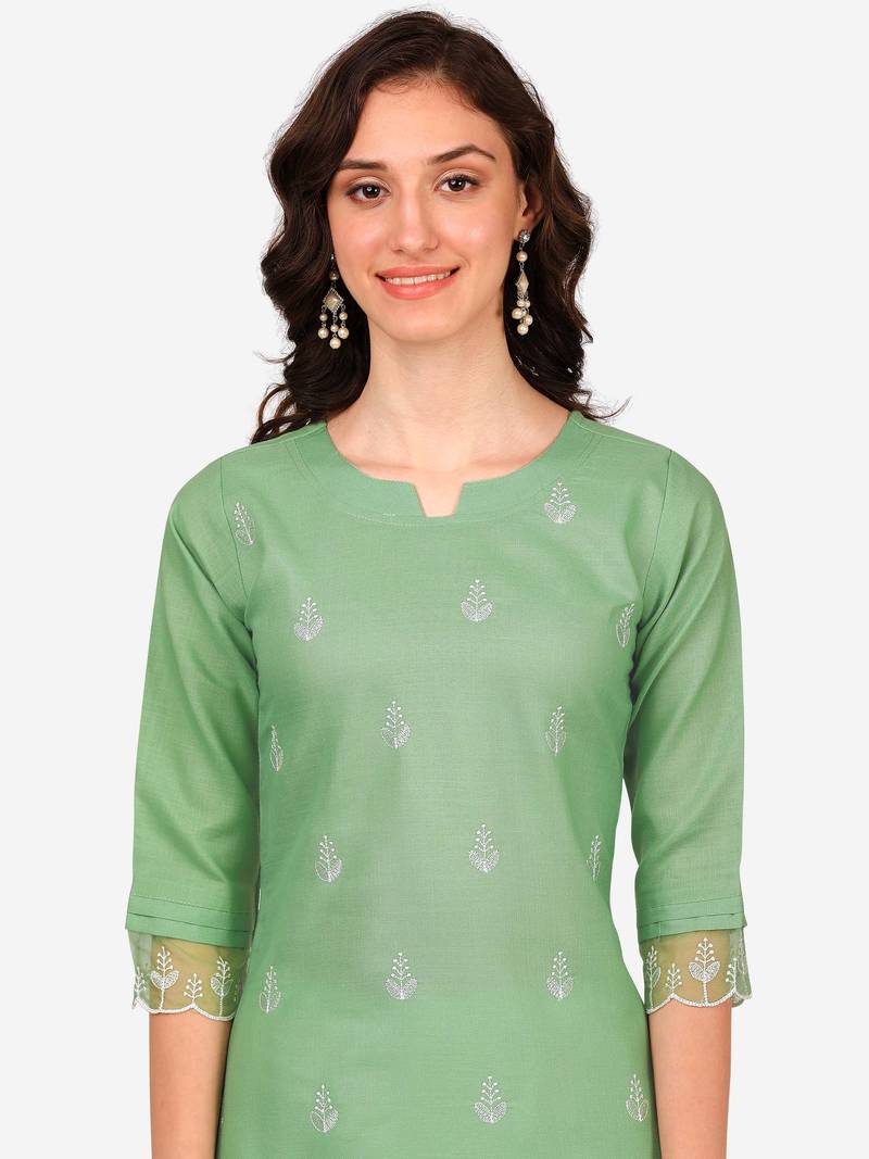 Style Samsara Cotton Blend embroidered Kurta Pant set