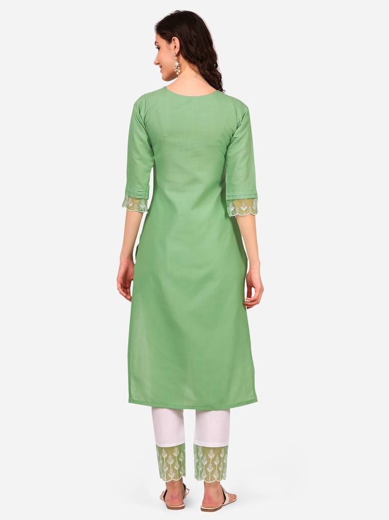 Style Samsara Cotton Blend embroidered Kurta Pant set