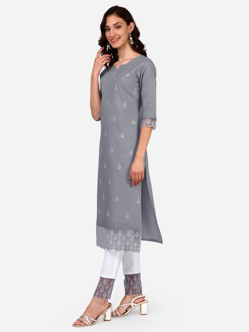 Style Samsara Cotton Blend embroidered Kurta Pant set