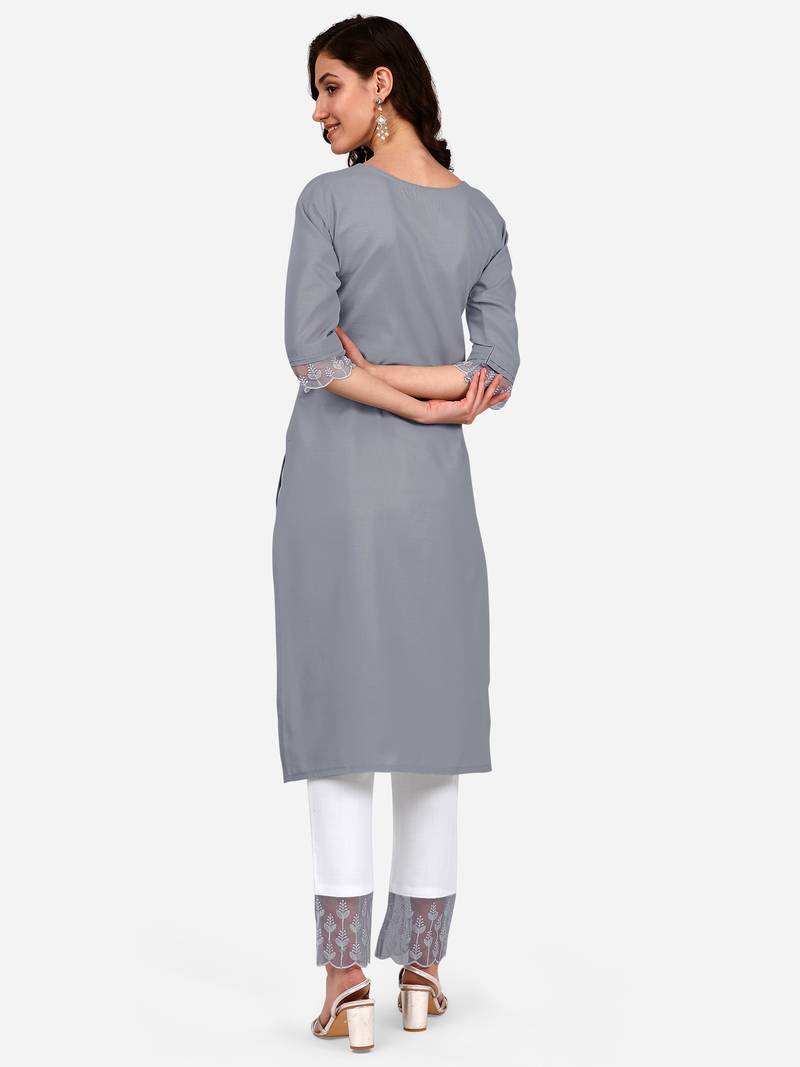 Style Samsara Cotton Blend embroidered Kurta Pant set