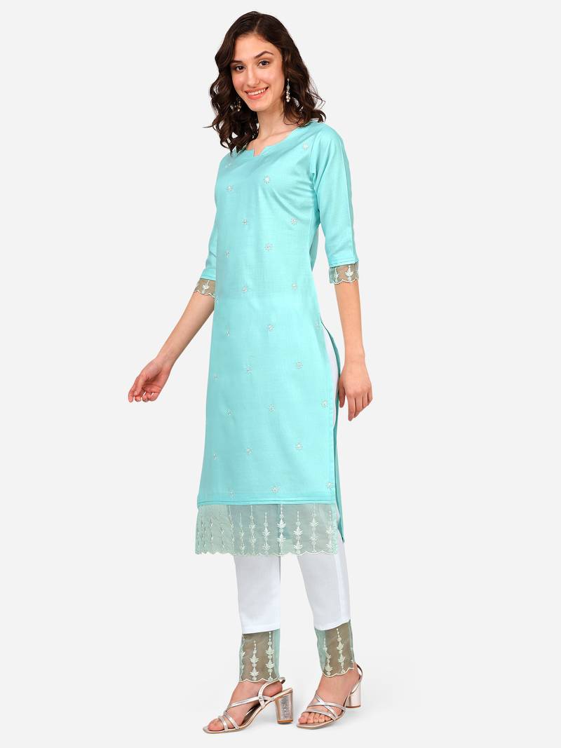 Style Samsara Cotton Blend embroidered Kurta Pant set