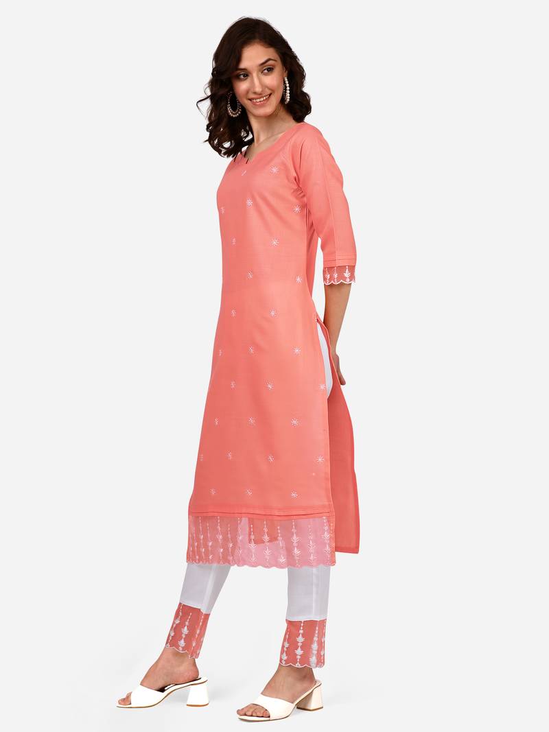 Style Samsara Cotton Blend embroidered Kurta Pant set
