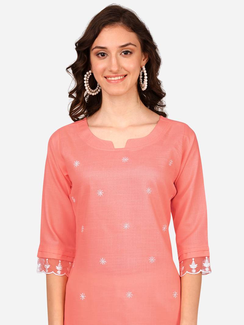 Style Samsara Cotton Blend embroidered Kurta Pant set