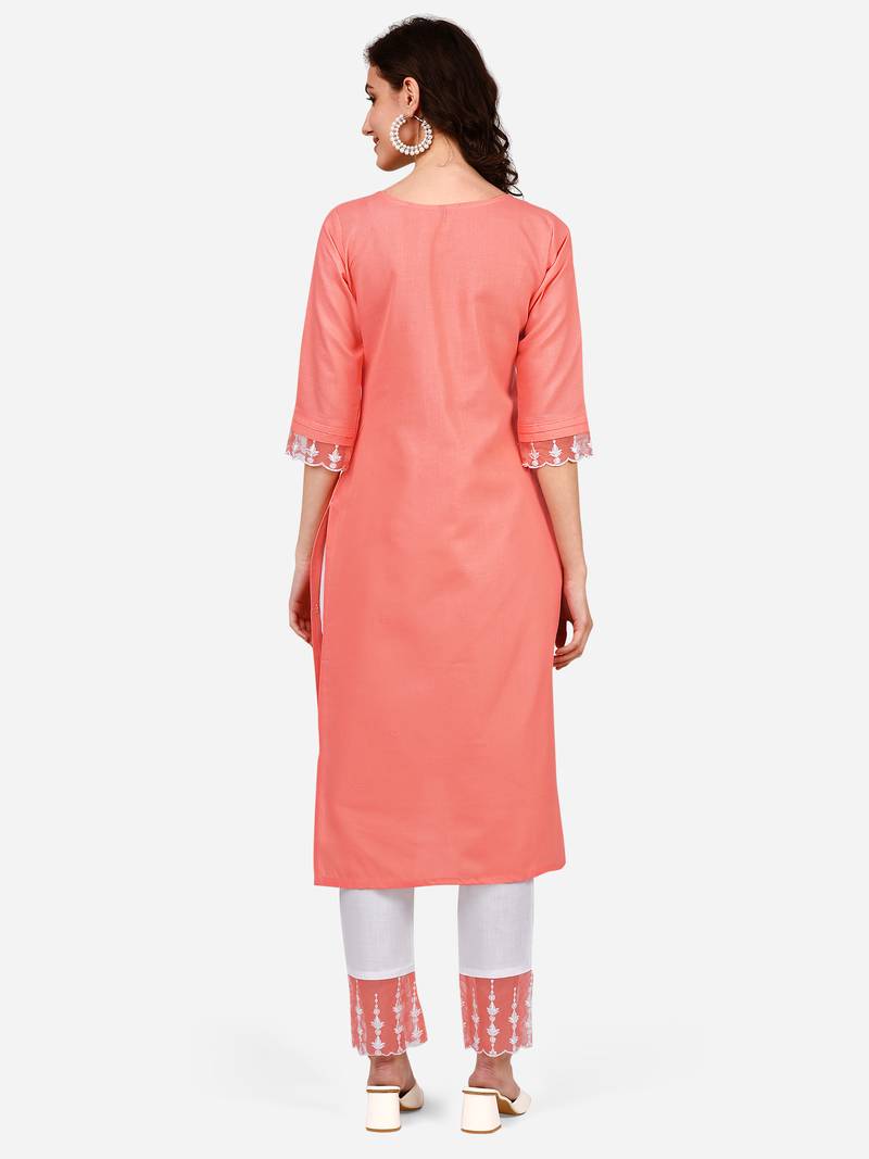 Style Samsara Cotton Blend embroidered Kurta Pant set