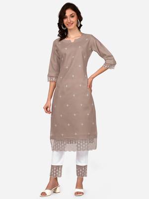 Style Samsara Cotton Blend embroidered Kurta Pant set 1