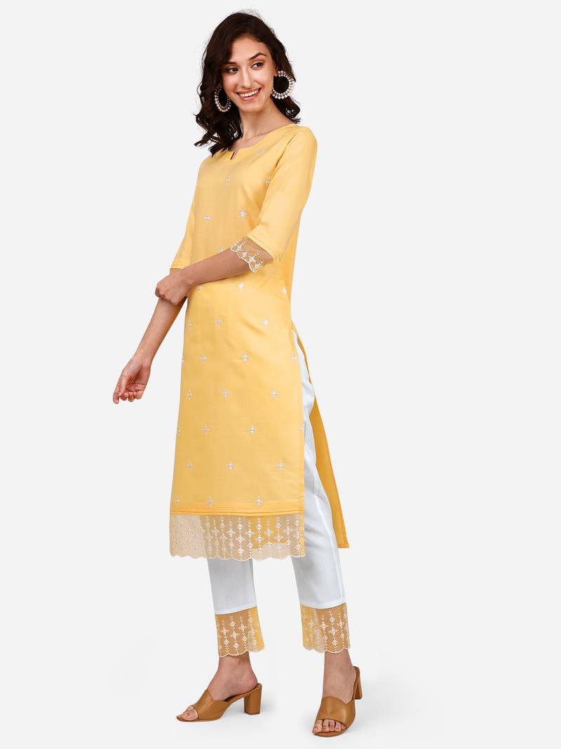Style Samsara Cotton Blend embroidered Kurta Pant set