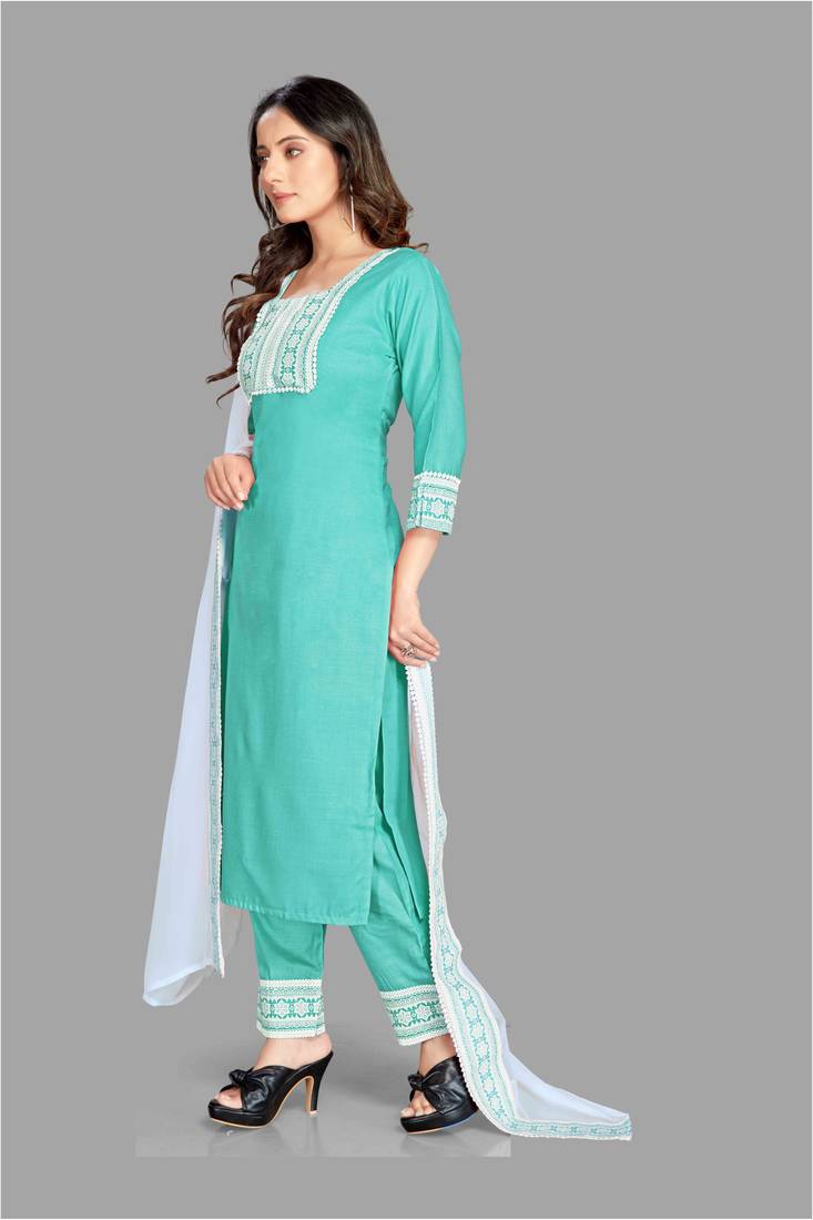 Style Samsara Cotton Blend Printed Kurta, Pant and Dupatta Set