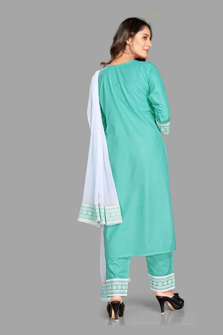 Style Samsara Cotton Blend Printed Kurta, Pant and Dupatta Set