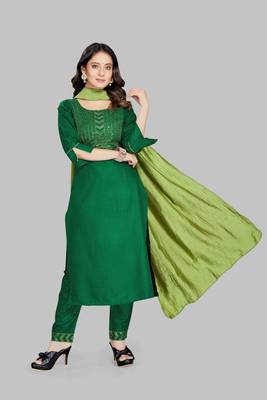 Style Samsara Cotton Blend Embroidered Kurta, Pant and Dupatta Set 1