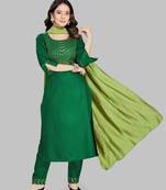 Style Samsara Cotton Blend Embroidered Kurta, Pant and Dupatta Set