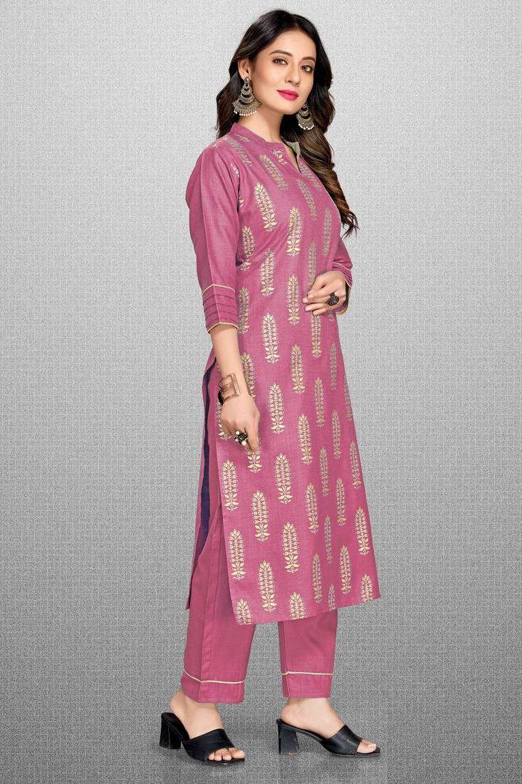 Style Samsara Gold Foil Printed  Kurta Pant Set