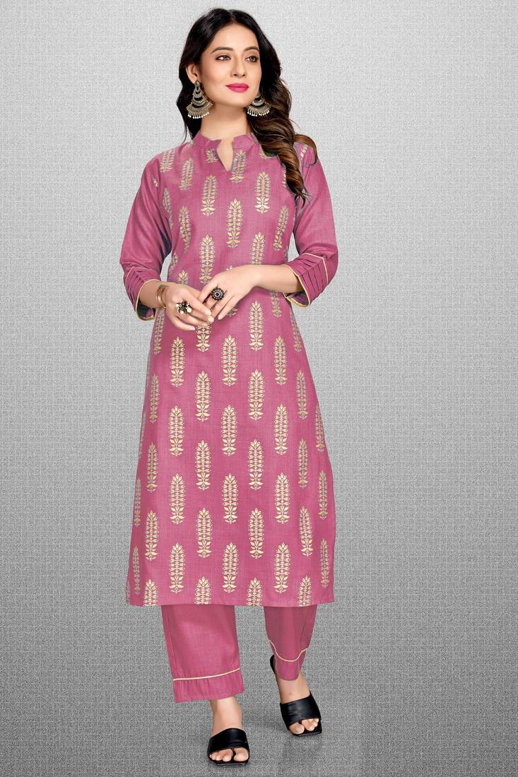 Style Samsara Gold Foil Printed  Kurta Pant Set