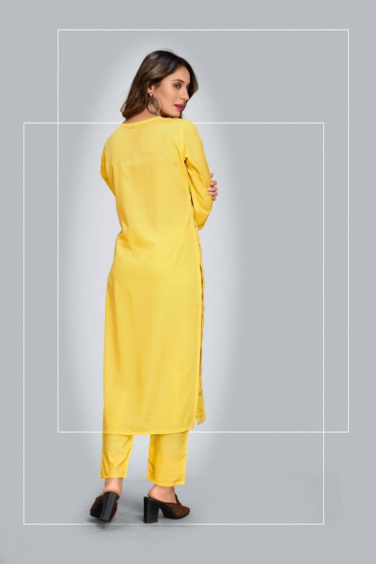 Style Samsara Golden Foil Printed softlina kurti pant set