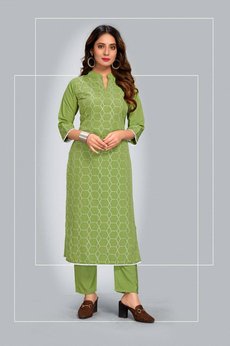 Style Samsara Golden Foil Printed softlina kurti pant set