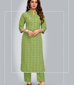 Style Samsara Golden Foil Printed softlina kurti pant set