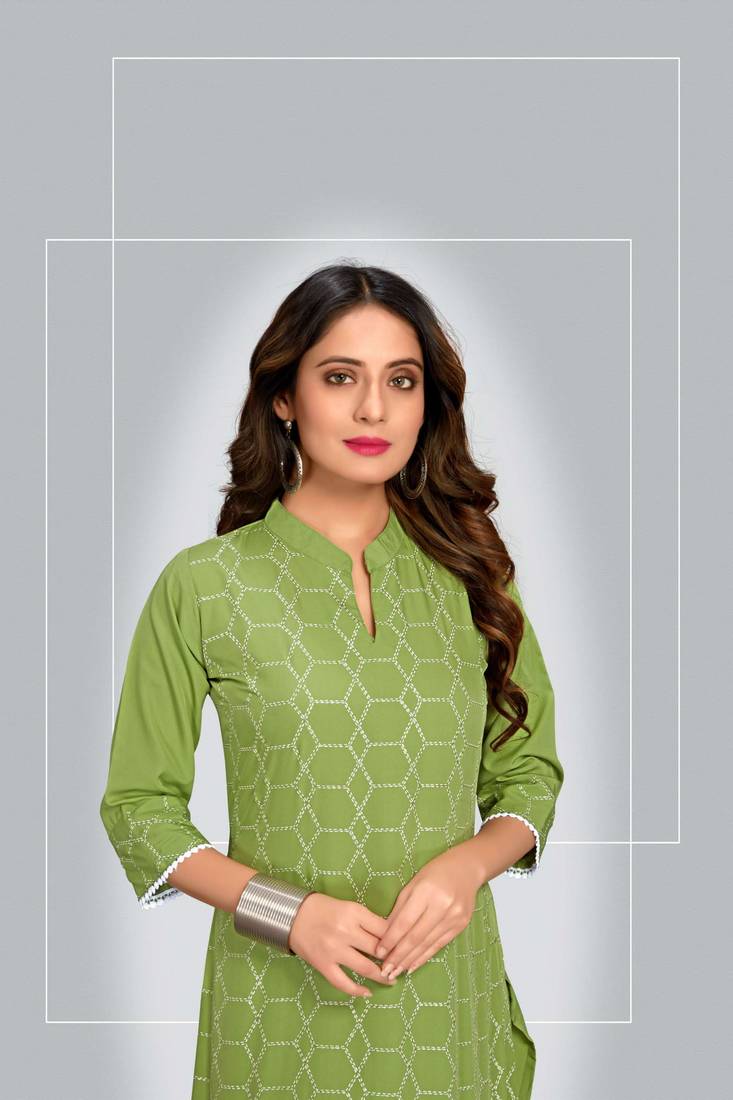 Style Samsara Golden Foil Printed softlina kurti pant set