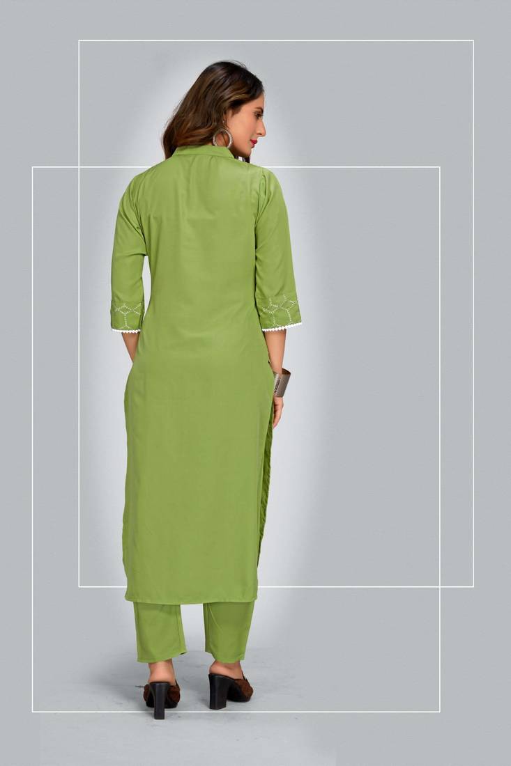 Style Samsara Golden Foil Printed softlina kurti pant set