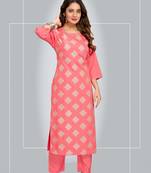 Style Samsara Golden Foil Printed softlina kurti pant set