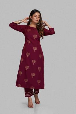 Style Samsara Foil Printed Crepe Straight kurta pant set 1