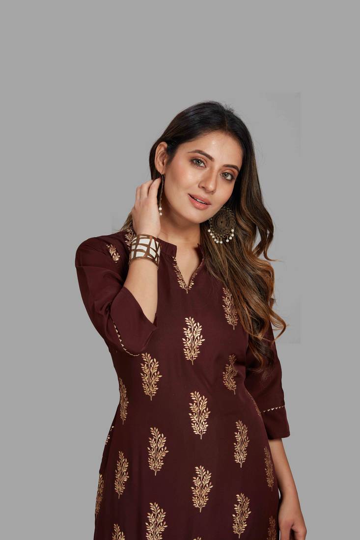 Style Samsara Foil Printed Crepe Straight kurta pant set