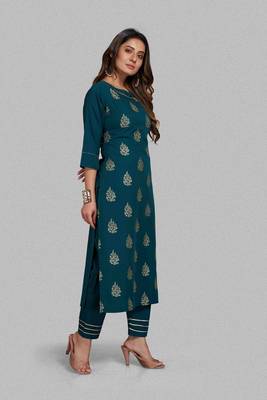 Style Samsara Foil Printed Crepe Straight kurta pant set 2