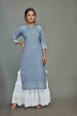 style Samsara Cotton blend Denim Style Kurta Sharara Set 1